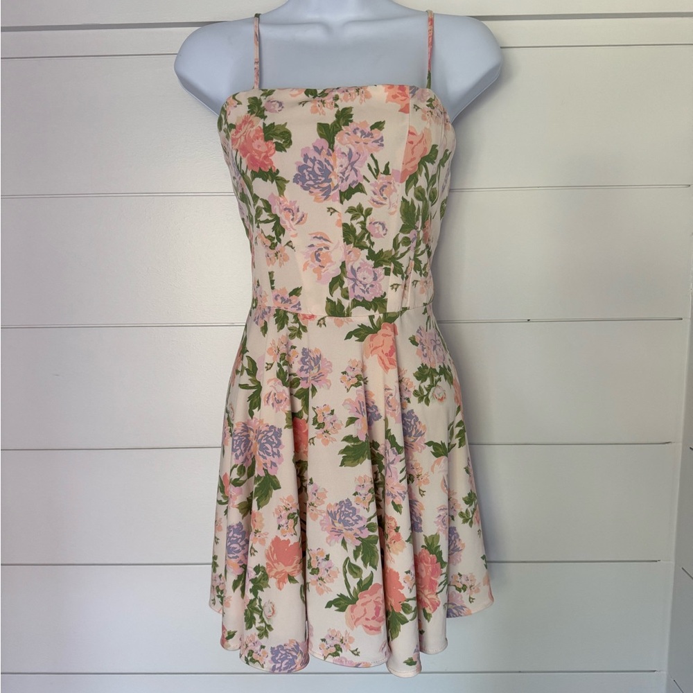 Zara Floral Mini Dress in Pink and Purple, Women’s M